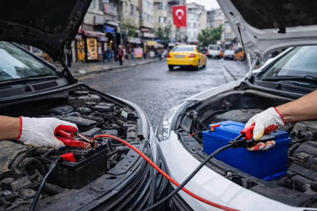 akü takviye hizmeti nedir biten araç aküsünü takviye kablosu ile çalıştırma işlemi