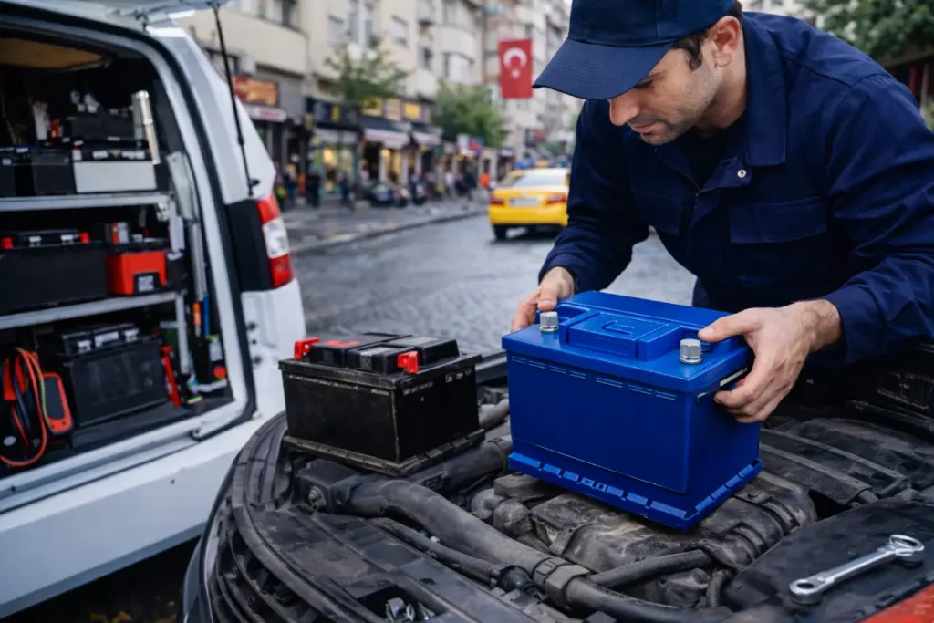 istanbul mobil akü değişimi hizmeti araç aküsünü yerinde değiştiren oto elektrik ustası